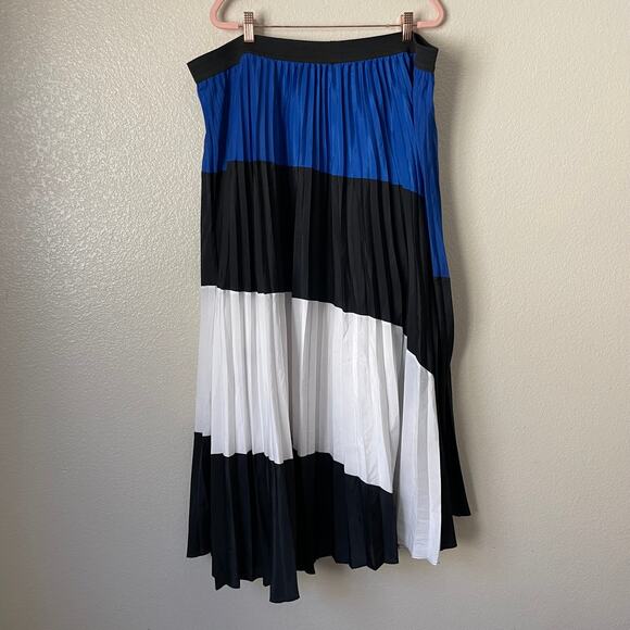 Lane‎ Bryant Skirt Womens Size 26 Colorblock Maxi Pleated Pull On A-Line Retro - Picture 6 of 10
